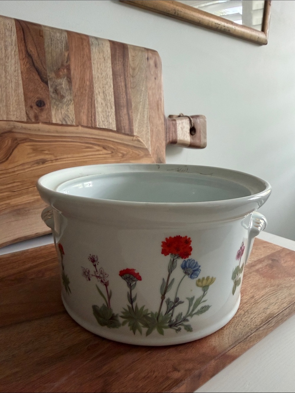 Vintage Louis Lourioux Porcelain Casserole Dish Le Faune Line Wild Flower No Lid